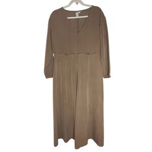 The Territory Ahead 100% Silk Lagenlook Maxi Dress Brown Size Large